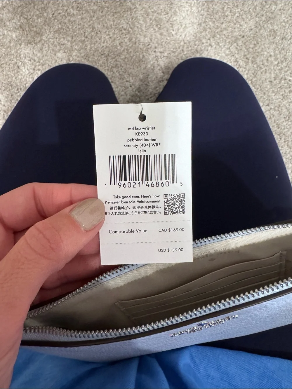 kate spade Powder Blue Pebbled Leather Wristlet